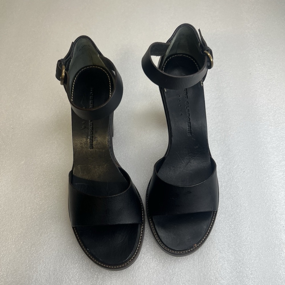 Robert Clergerie black leather high heel sandals France Sz 7 - Picture 9 of 10